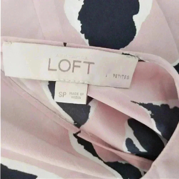 Loft Dusty Rose Black Leaf Print Drawstring Waist Sleeveless Midi Dress - Picture 8 of 9